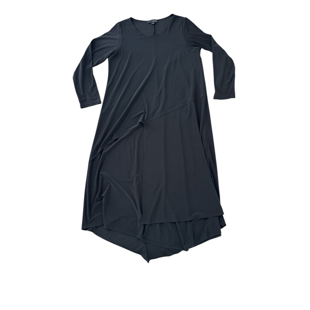 Sun Kim Tunic Shirt‎ Womens Small Black Knit Jersey Asymmetric Stretch Lagenlook